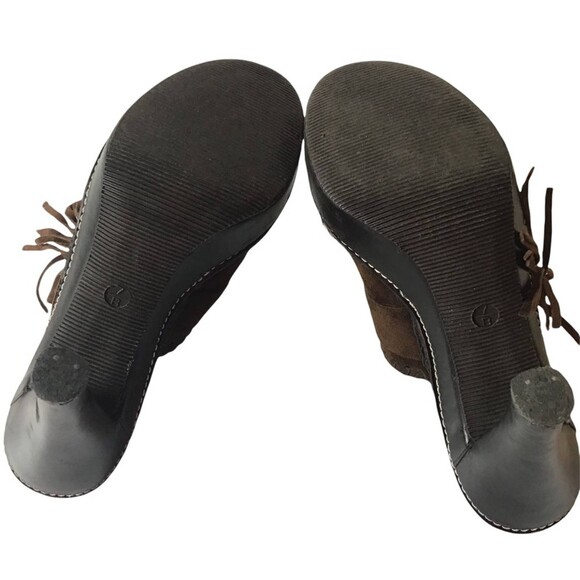 Coach Katryna Brown Suede Fringe Mule Clog Heels Boho Buckle Slip On 7B - Picture 7 of 9